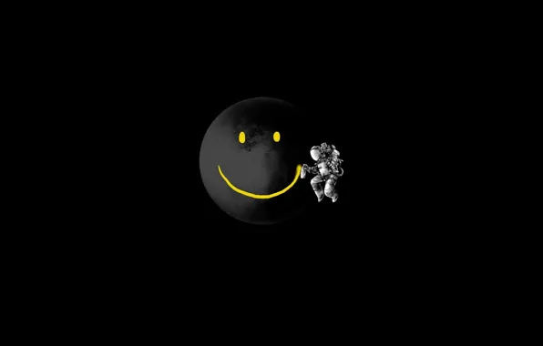 The moon, smiley, spray, astronaut