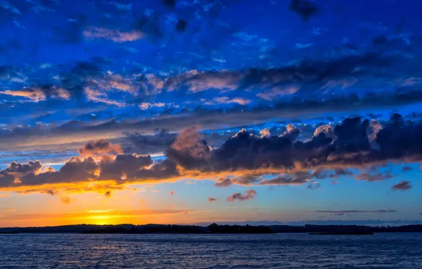 Clouds, sunset, Finland, Finland, The Baltic sea, Baltic Sea