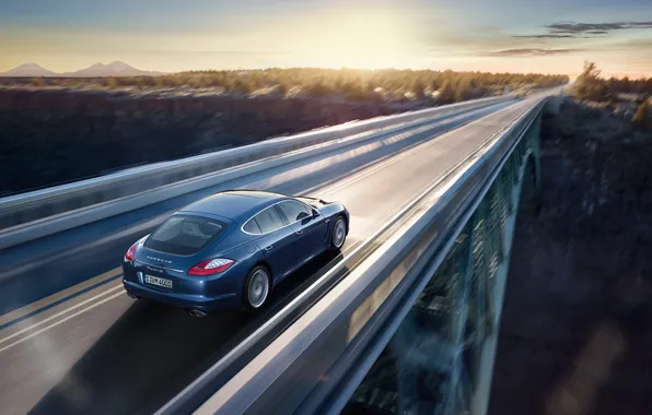 Road, bridge, speed, Panamera