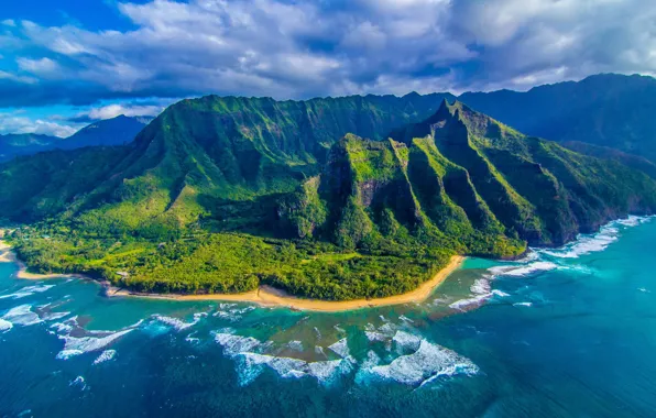 Nature, the ocean, island, panorama, Hawaii