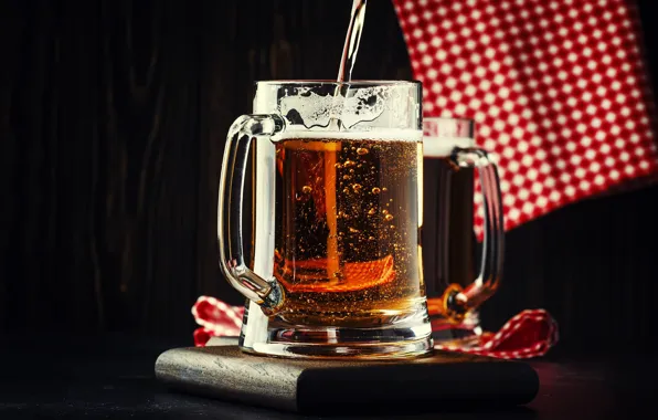 Picture glass, light, beer, towel, mug, jet, stand, alcoholic beverage