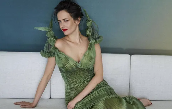 Wallpaper sofa, barefoot, dress, actress, brunette, beauty, Eva Green, Eva  Green for mobile and desktop, section , resolution 2735x1823 -  download