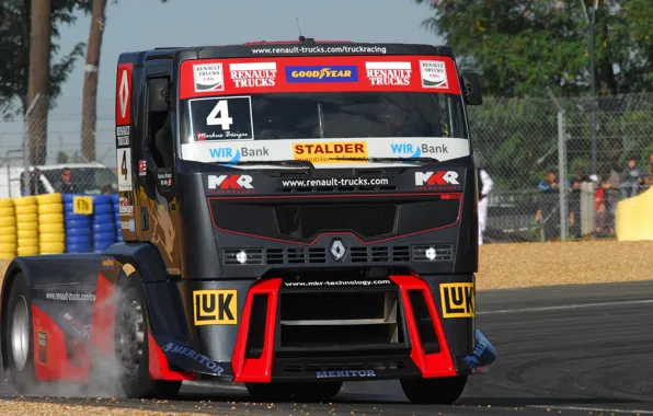 Picture asphalt, smoke, track, truck, Renault, racing, Renault Trucks, Premium Course MKR