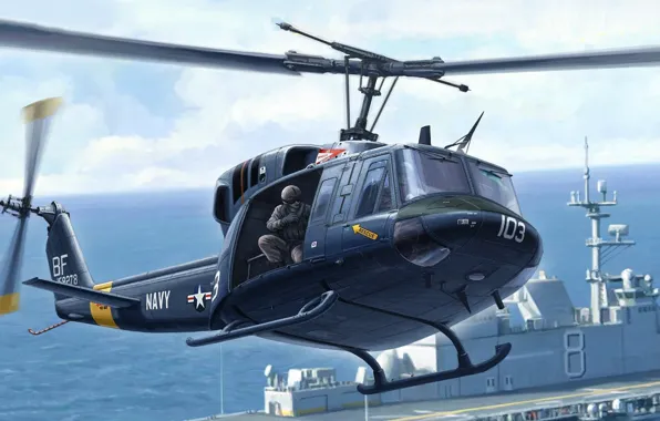 Picture Twin Huey, multi-purpose helicopter, twin-engined variant, UH-1N