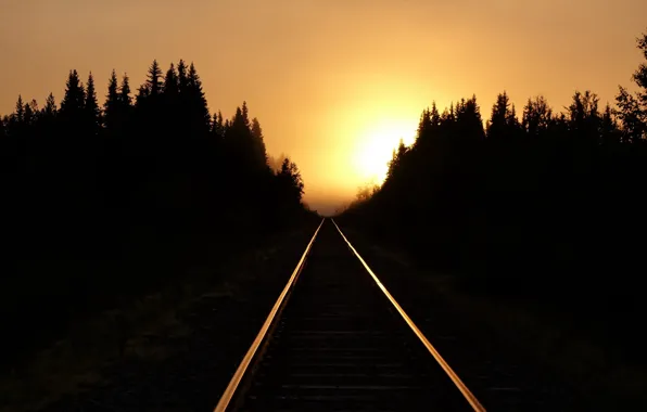 Picture light, sunset, railroad