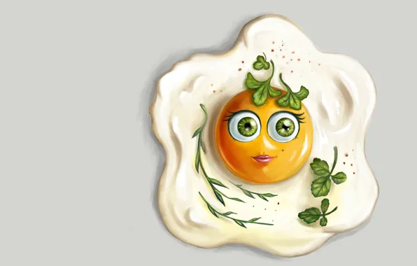 Food, art, scrambled eggs, eggs, children's, Anastasia Kulikovskaya, Pretty Lady Omlette