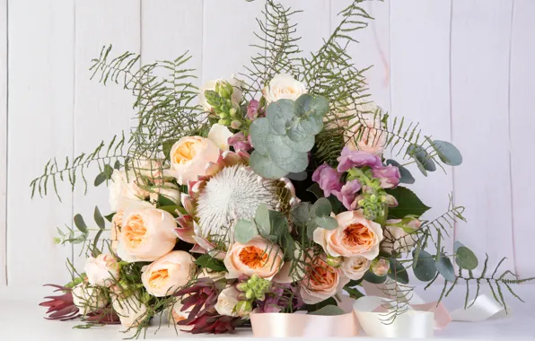 Roses, bouquet, gillyflower, Proteus