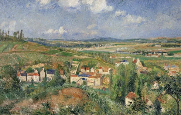 Landscape, picture, Camille Pissarro, The Hermitage In The Summer. PONTOISE