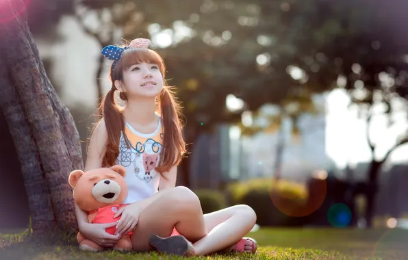 Mood, bear, girl