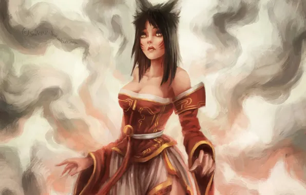 Girl, tail, League of Legends, Ahri