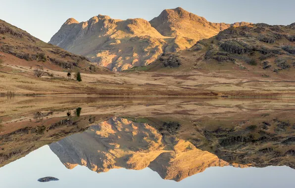 The sky, mountains, lake, reflection