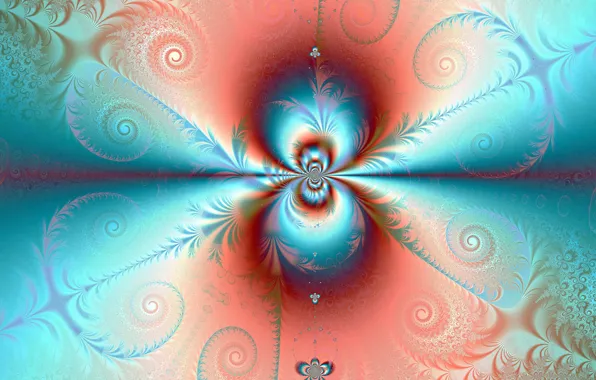 Orange, abstraction, pattern, fractal, ornament, turquoise, symmetry, eight