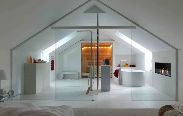 Picture glass, design, house, style, room, Villa, interior, sauna