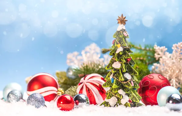 Balls, snow, snowflakes, holiday, toy, Christmas, New year, herringbone