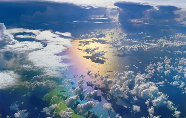 Picture the sky, clouds, Rainbow