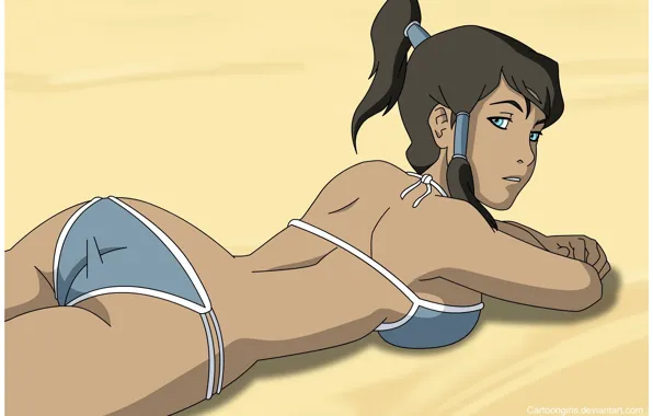 Beach, swimsuit, Locke, nyasha, Korra, Avatar: the Legend of Korr.