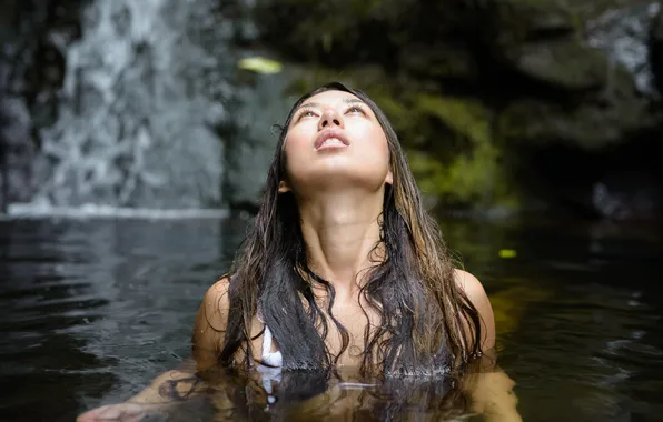 Picture water, girl, face, hair