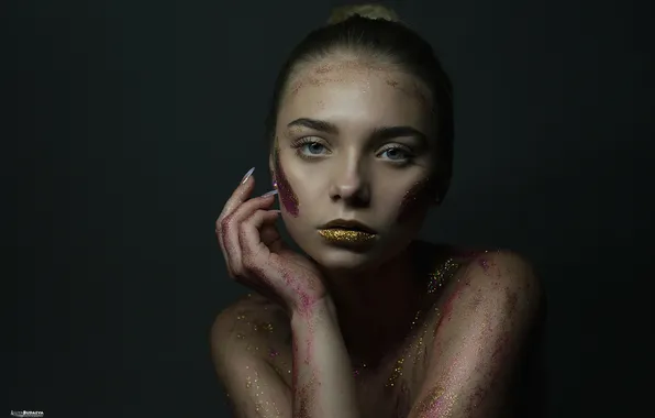 Look, model, sequins, beautiful girl, female portrait, Shine, Budaeva Lily