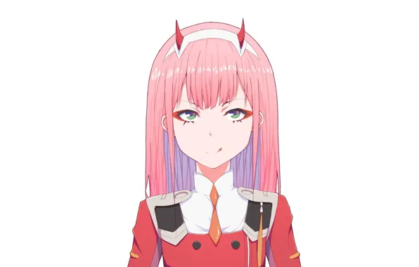 Look, girl, white background, 002, Darling In The Frankxx, Cute in France, Zero Two