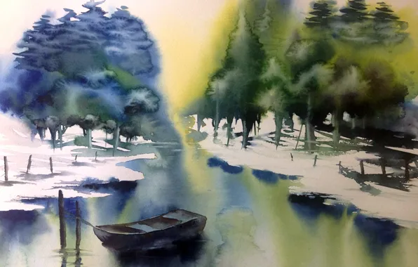 Picture landscape, picture, watercolor