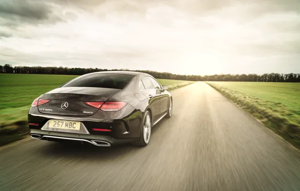 Mercedes-Benz, CLS, sedan, rear view, AMG, 2018, 400d