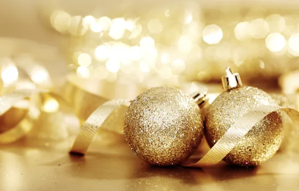 Balls, lights, gold, mood, holiday, toys, new year, tape