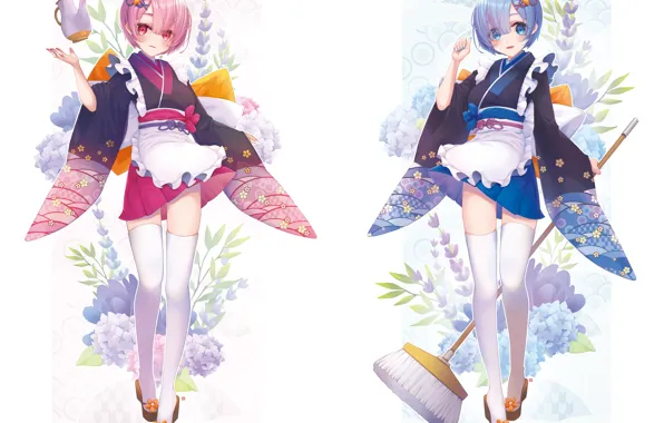Girls, From scratch, REM, RAM, Re Zero Kara Hajime Chip Isek Or Seikatsu
