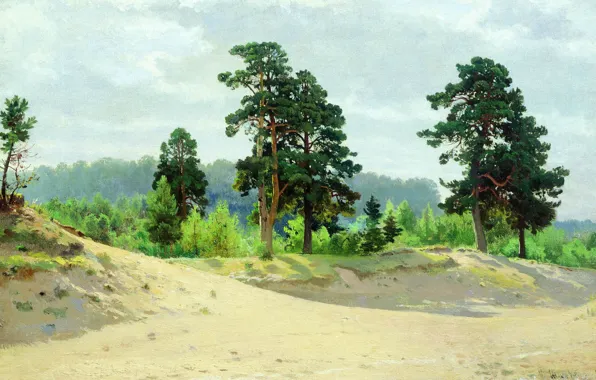 Forest, landscape, realism, Shishkin, 1890, The edge of the forest