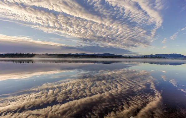 Clouds, reflection, Germany, Bayern, Germany, Bavaria, Lake Kirchsee, lake Kirchsee