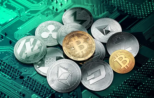Green, green, coins, coins, cryptocurrency, cryptocurrency