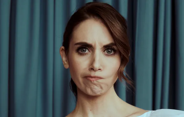Look, background, portrait, actress, brown hair, grimace, Alison Brie, Alison Brie