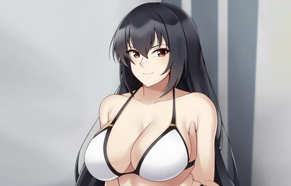 Picture girl, sexy, long hair, boobs, anime, beautiful, pretty, brunette