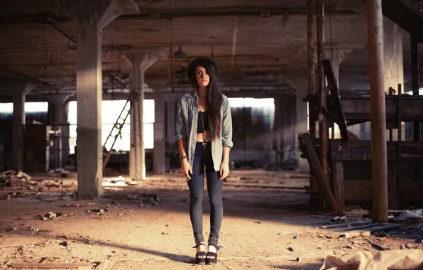 Picture girl, model, brunette, Columbus, Amber Rapier, Abandoned Building