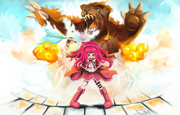 Picture look, magic, anger, bear, girl, art, league of legends, annie