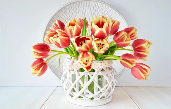 Table, bouquet, tulips, vase, composition, Anya Ivanova