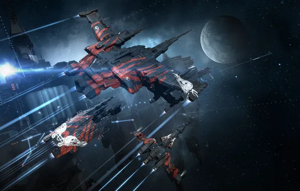 Nebula, planet, station, Space, space, spaceship, eve online, space ship