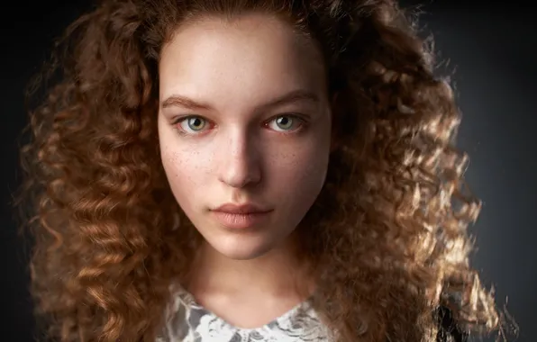 Picture portrait, freckles, curls, the beauty, curls, Valeria, Lera Khud'ayeva