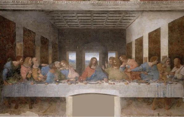 Picture, mural, painting, art, the middle ages, The last supper, the apostles, Christ