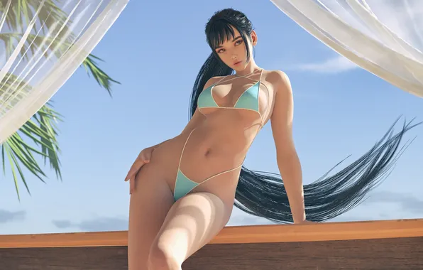Picture long hair, ponytail, looking away, arm support, video game girls, video game characters, HydraFXX
