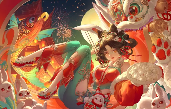 Look, decoration, smile, holiday, salute, anime, carp, smile