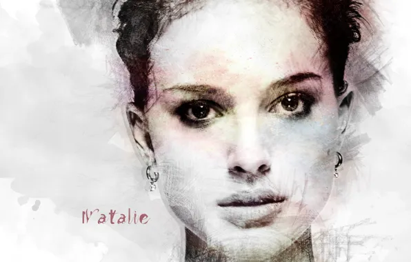 Girl, face, actress, art, Natalie Portman