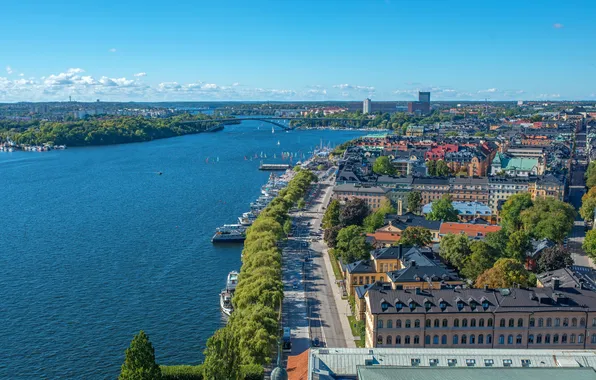 Picture the city, river, photo, top, Sweden, Stockholm