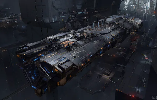 Transport, ship, hangar, Doc, compartment