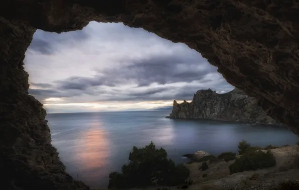 Picture sea, landscape, sunset, nature, rocks, the evening, Crimea