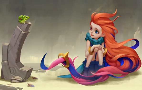 Frog, day, girl, red, hat, League Of Legends, Zoe