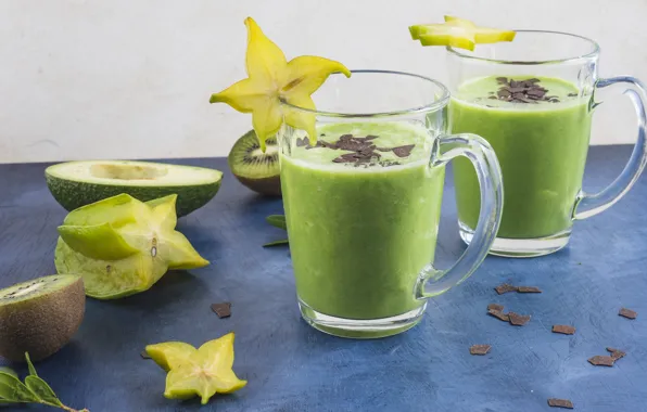 Picture glass, kiwi, avocado, smoothies, cannon