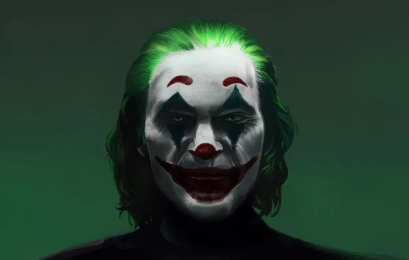 Face, portrait, Joker, green background, Joker, makeup, portrait, makeup