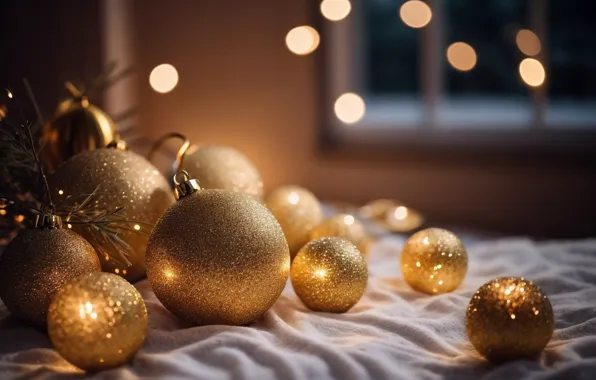 Balls, balls, Christmas, New year, Christmas decorations, Christmas decorations, AI art, neural network