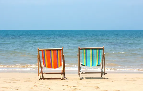 Sand, sea, wave, beach, summer, chaise, summer, beach