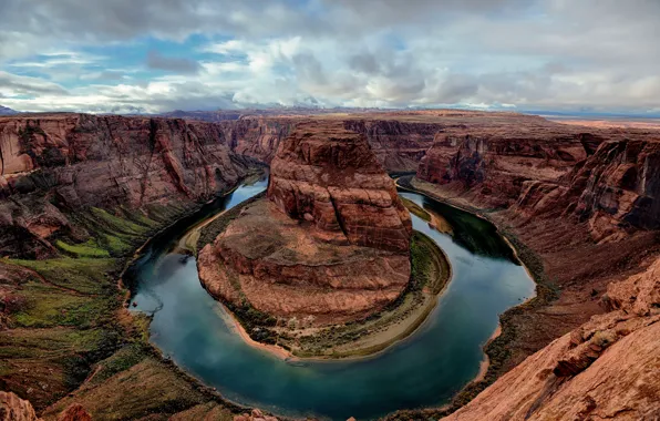 The sky, Nature, Clouds, Rocks, River, Desert, Canyon, Landscape